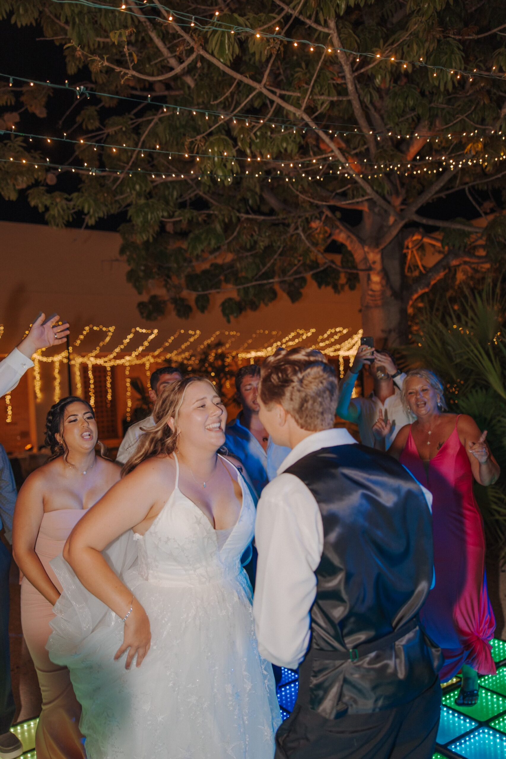 happy couple dancing during their destination wedding in mexico